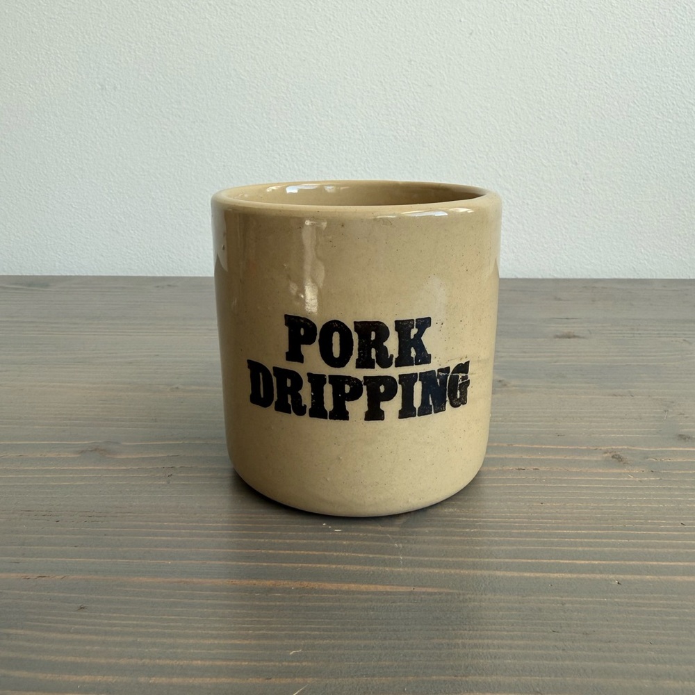 Vintage stoneware drippings pot